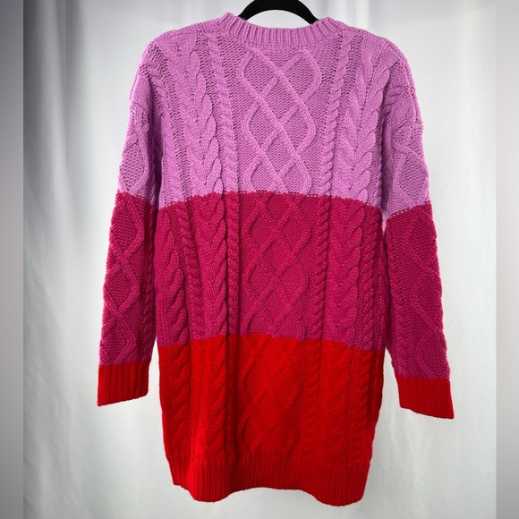 Hyacinth House Color Block Scarlett Sweater Dress in Pink and Red Multi Size S - Picture 7 of 11